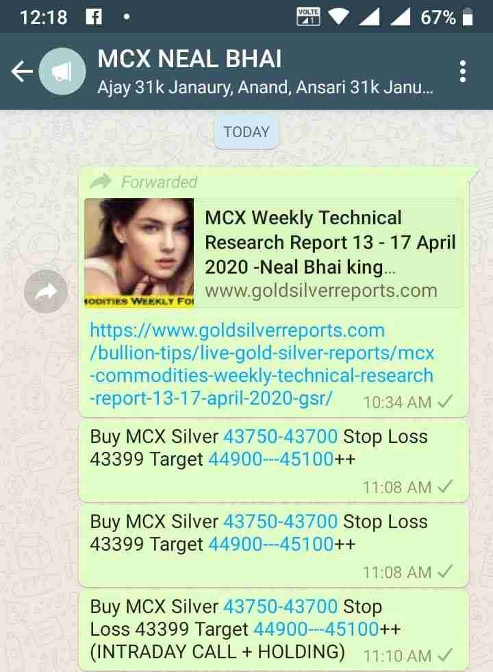 Silver MCX Today Tips