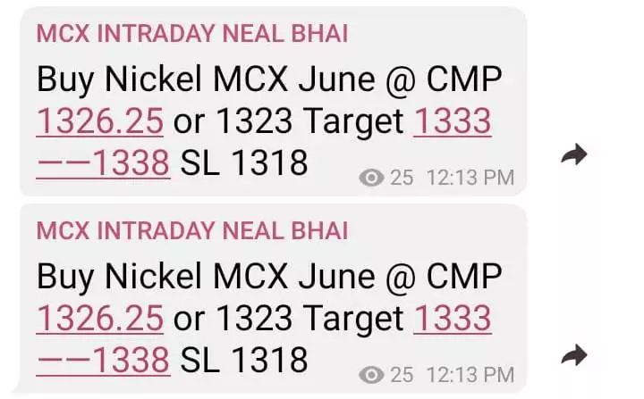 MCX Nickel Tips Today