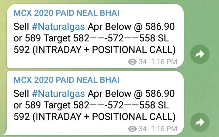 MCX Natural Gas Tips Today : 588 to 533, All Target Hit – Neal Bhai
